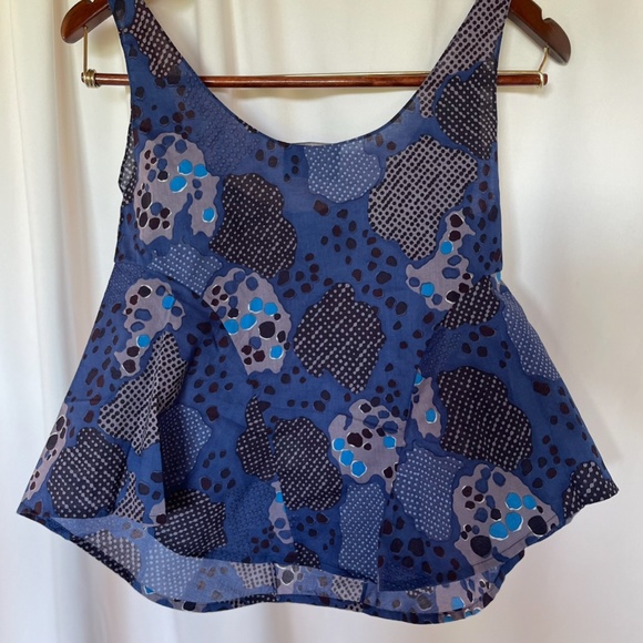 Rachel Comey Blue Print Cotton Tank Blouse / Size XS - Picture 5 of 5